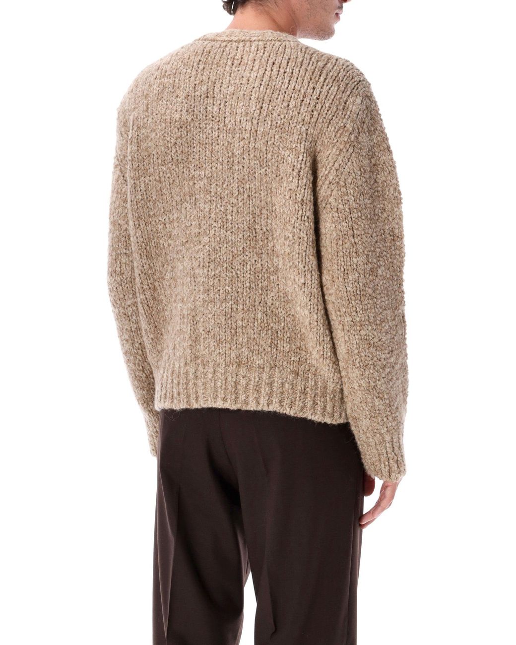 sunflower Natural John Textured Italian Wool & Alpaca Cardigan With Subtle V-Neck And Corozo Buttons for men