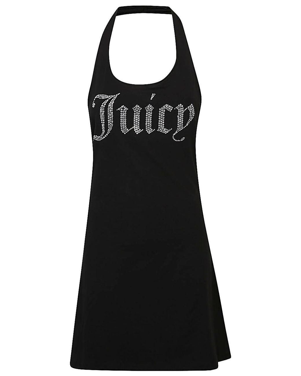 Juicy Couture Black Logo Halter Mini Dress