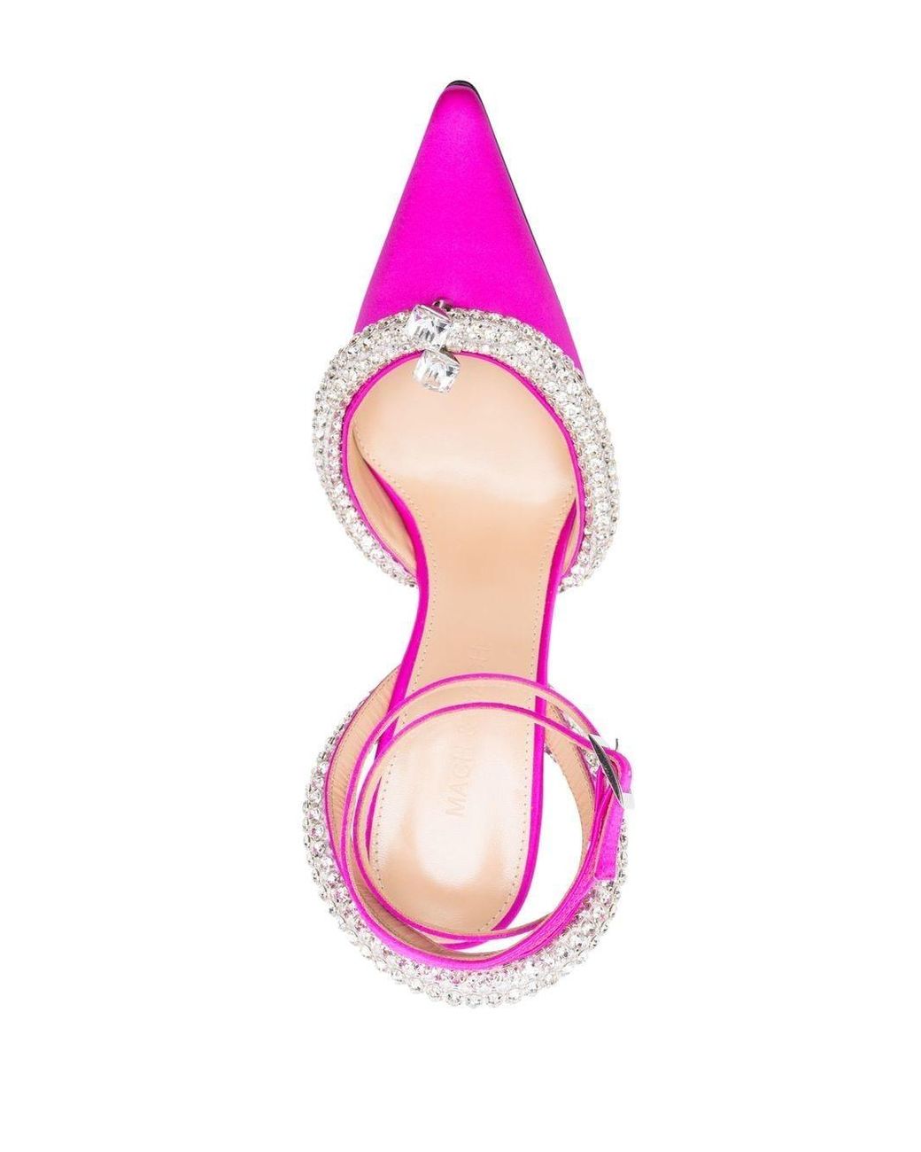 Mach & Mach Pink Mach & Mach Crystal-Embellished Satin Slingback Pumps