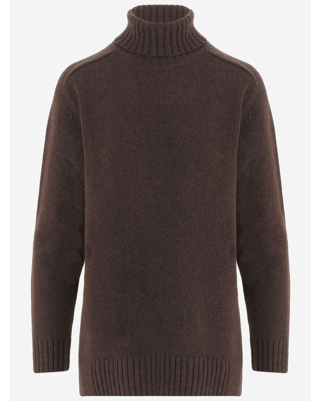 Bruno Manetti Brown Wool And Cashmere Turtle Neck Sweater