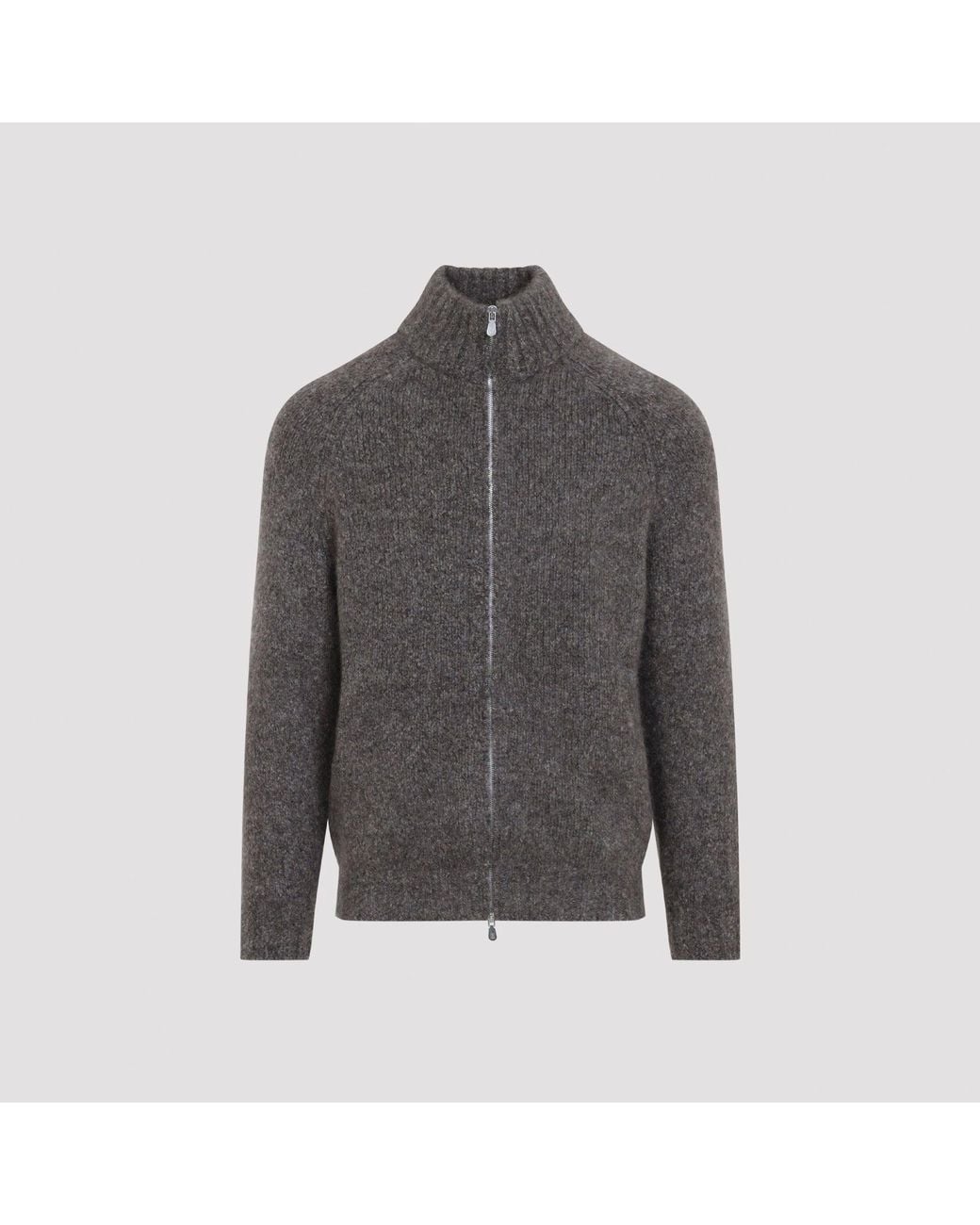 Brunello Cucinelli Gray Moro Cucinelli Full Zip Cardigan for men