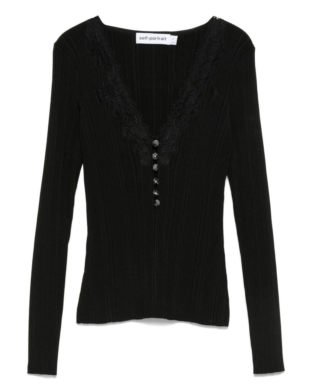 Self-Portrait Black Sweater With Lace