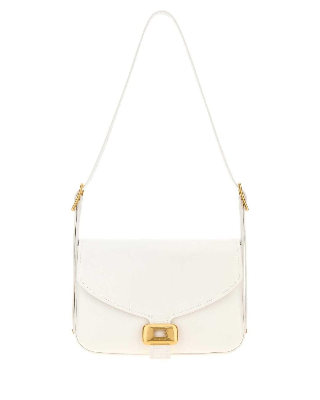 Balenciaga White Leather Medium Clicca Shoulder Bag