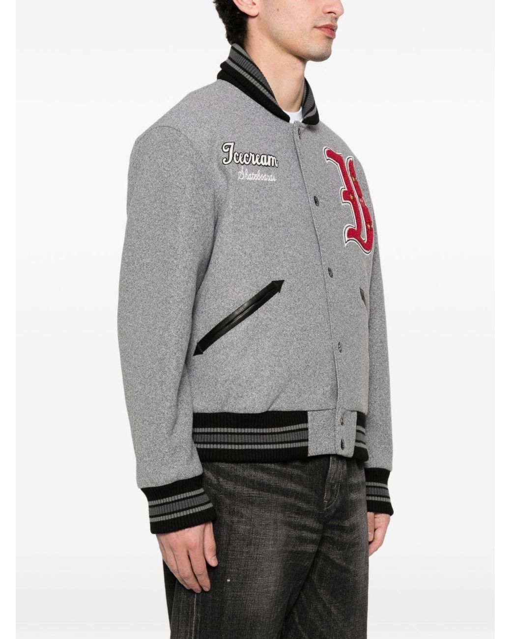 ICECREAM Gray Cotton Bomber Jacket