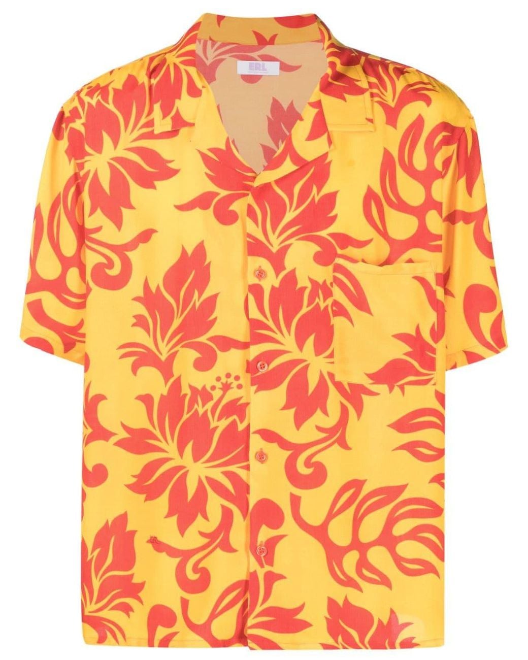 ERL Orange Tropical Flower-print Shirt for men