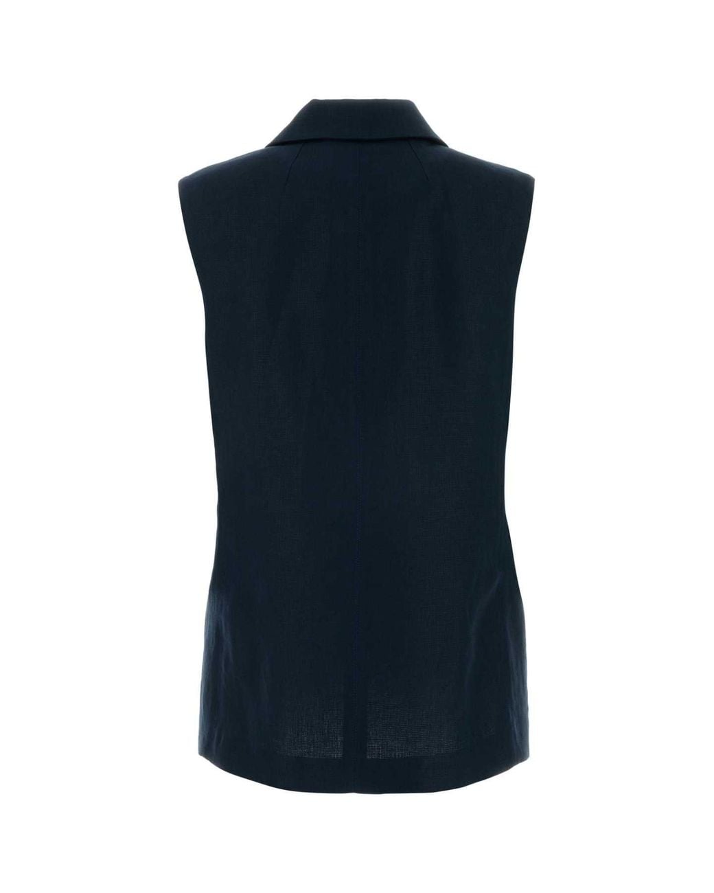 Max Mara Blue Sculpted Linen Bird Vest