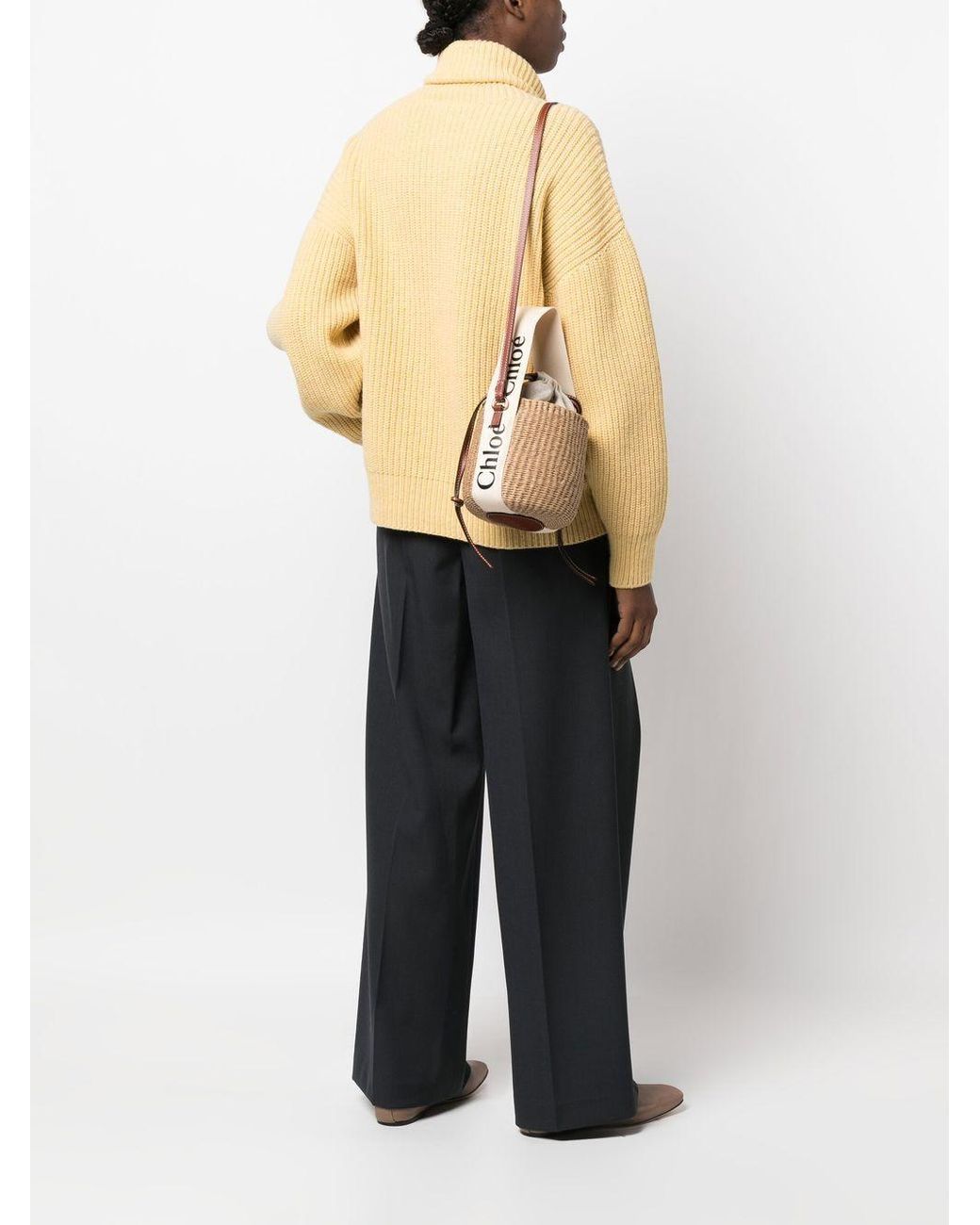 Chloé Natural Woody Small Straw Bucket Bag