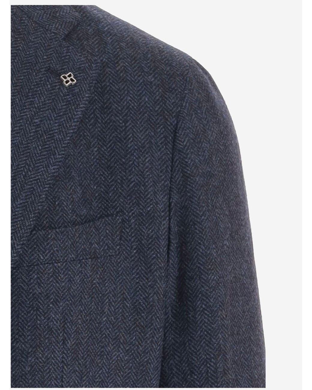 Tagliatore Blue Wool And Cashmere Jacket Virgin