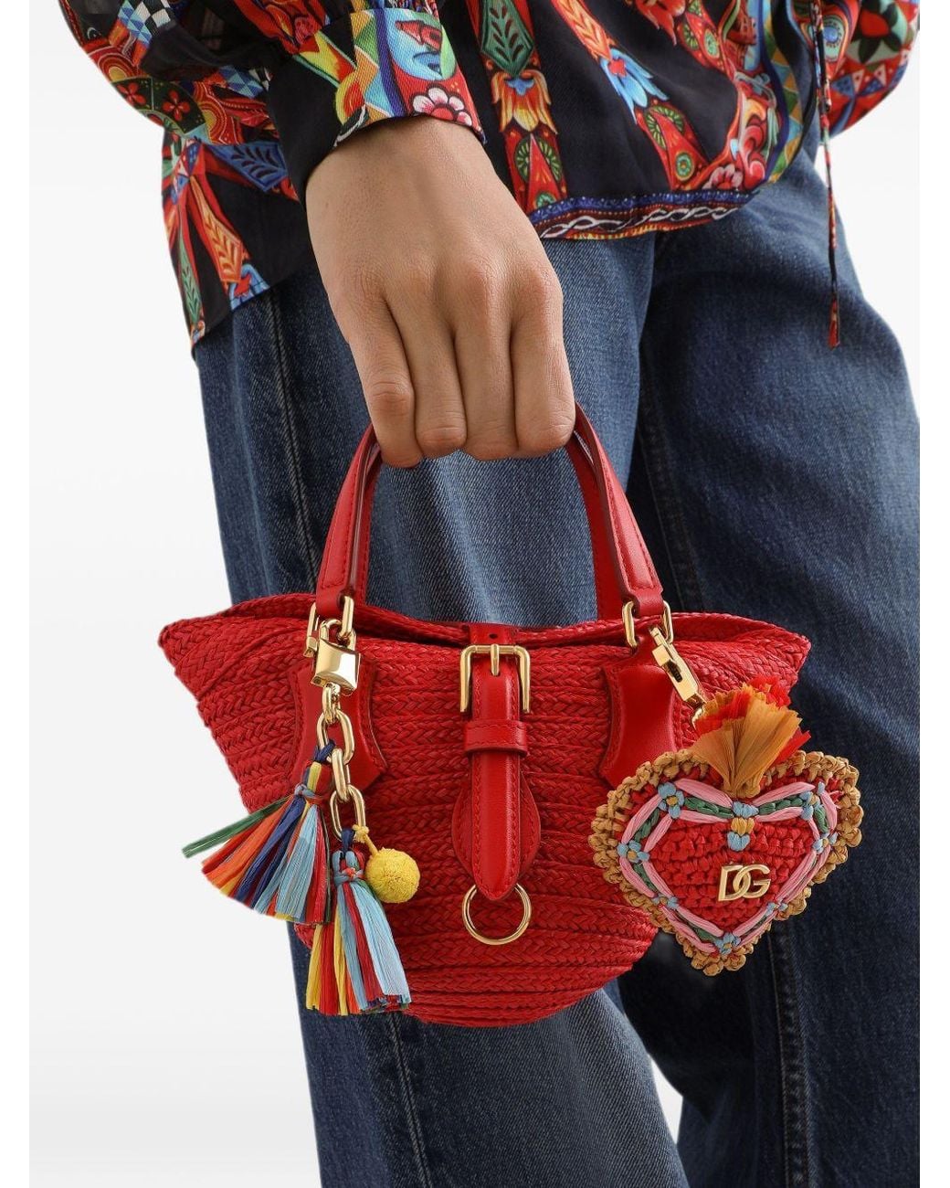 Dolce & Gabbana Red Logo-Plaque Keyring