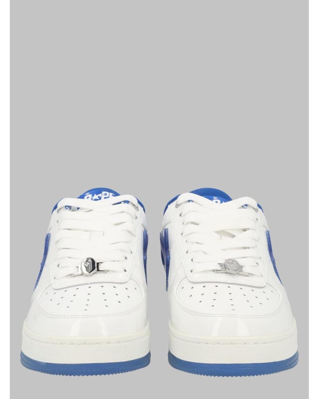 A Bathing Ape White Low-Top Leather Sneakers With Vibrant Accents for men