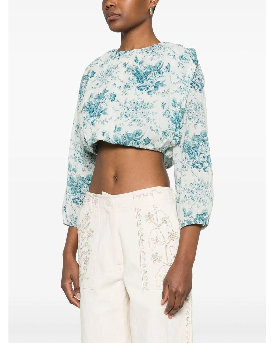 Antik Batik Blue Cinz Crop Top Clothing