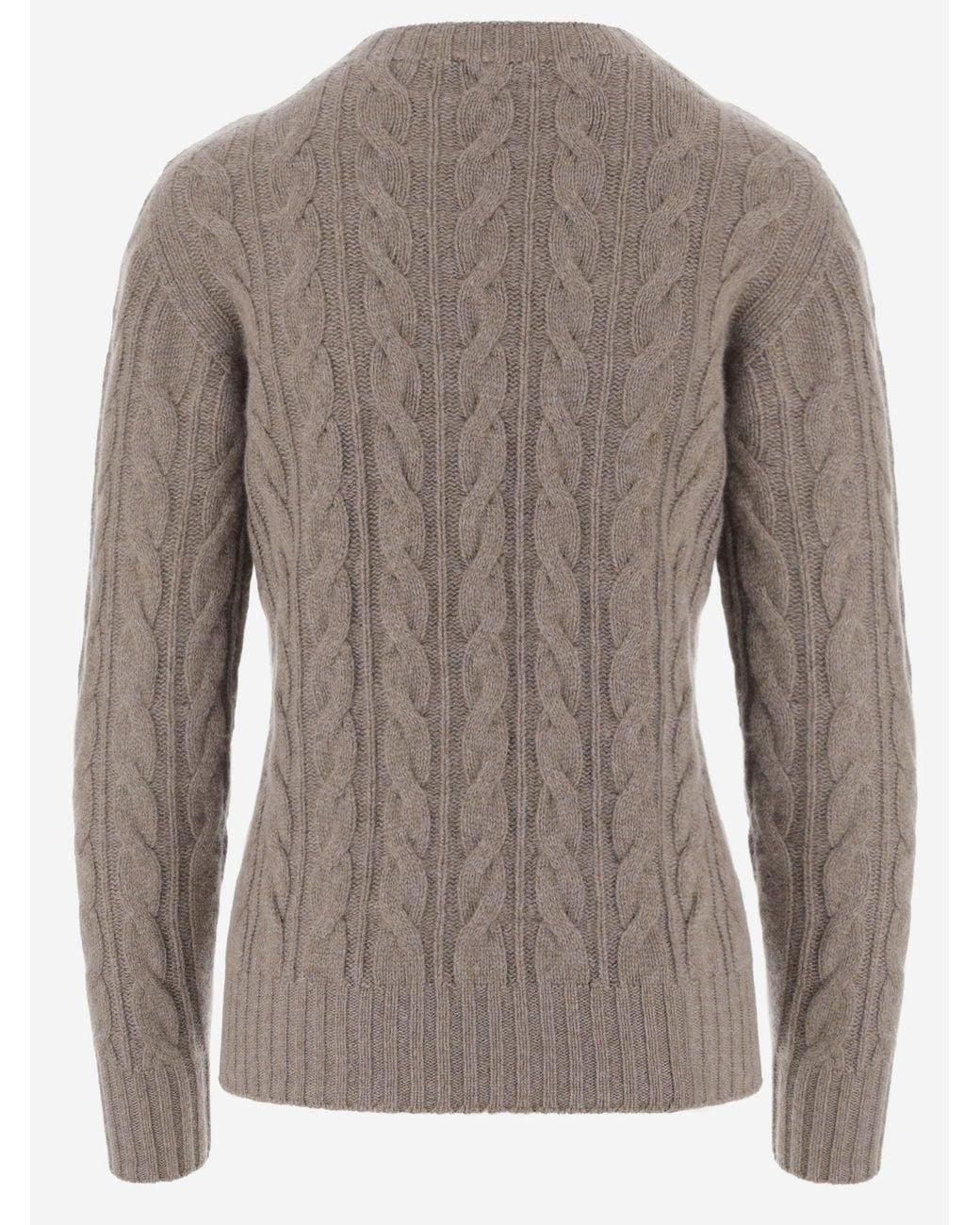 Oliver Lattughi Brown Cashmere Cable-Knit Sweater