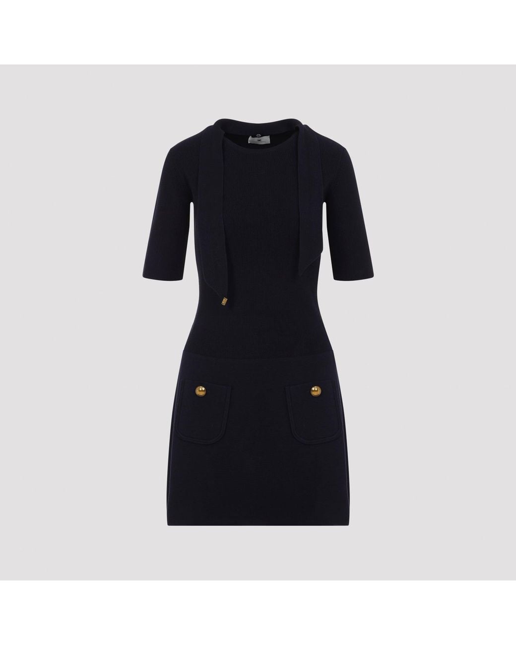 Elisabetta Franchi Black Blu Notte Knit Dress
