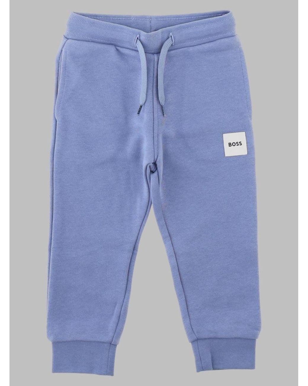 Boss Blue Boys Cotton-Blend Trousers With Stretch Trimming