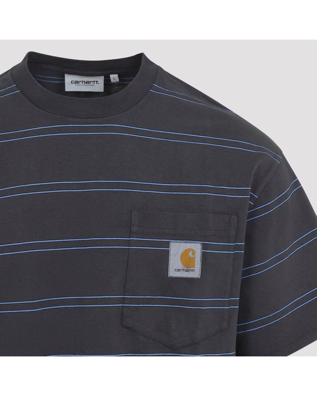 Carhartt Blue Stripe Graphite Cotton T-Shirt