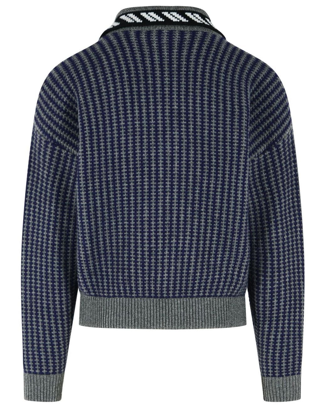 Versace Blue And Knit Zip Cardigan for men