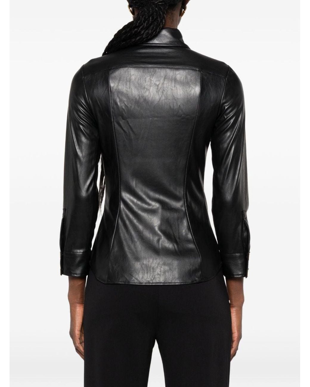 Elisabetta Franchi Black Faux Leather Shirt