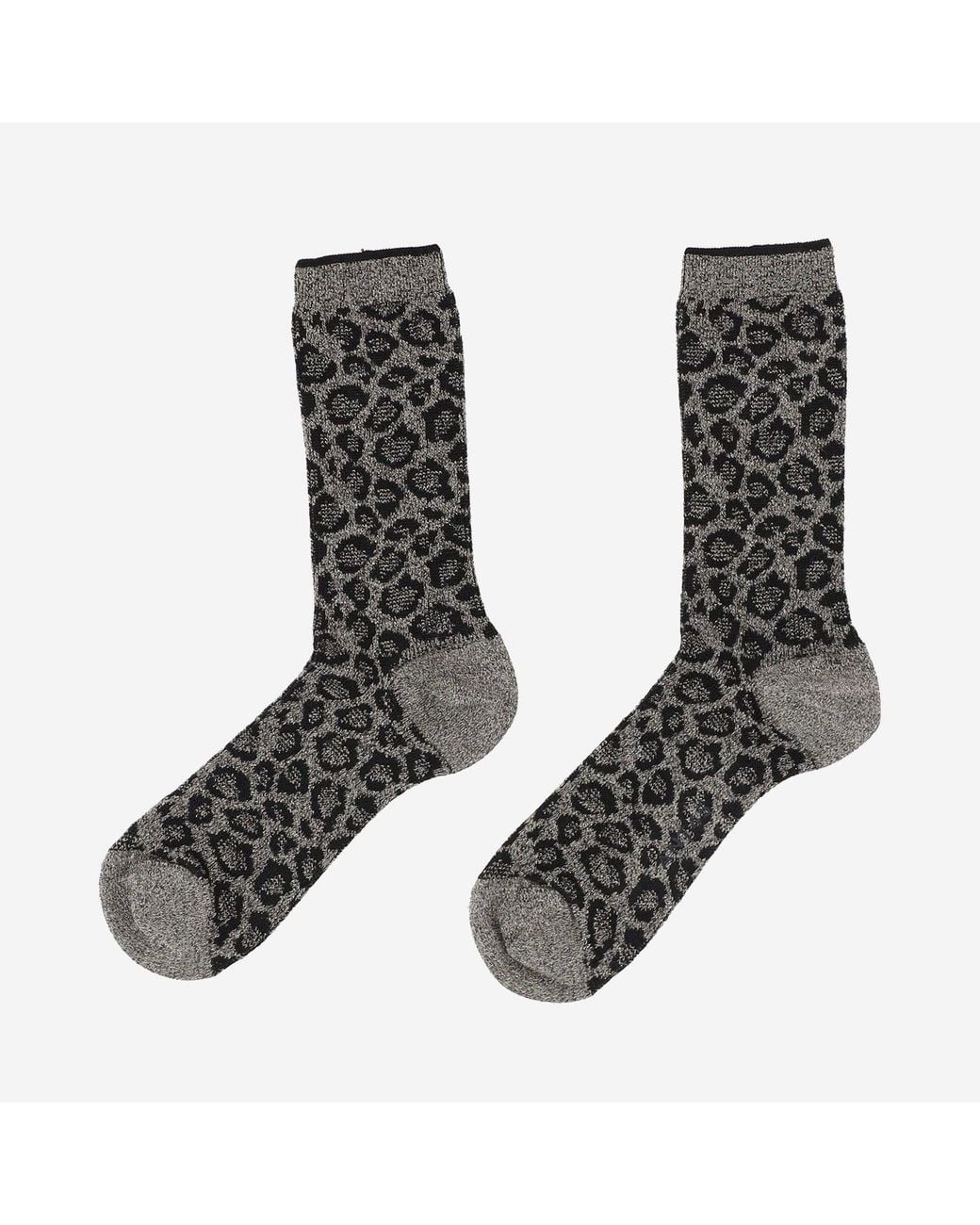 ANT45 Brown Stretch Cotton Blend Socks With Animal Print