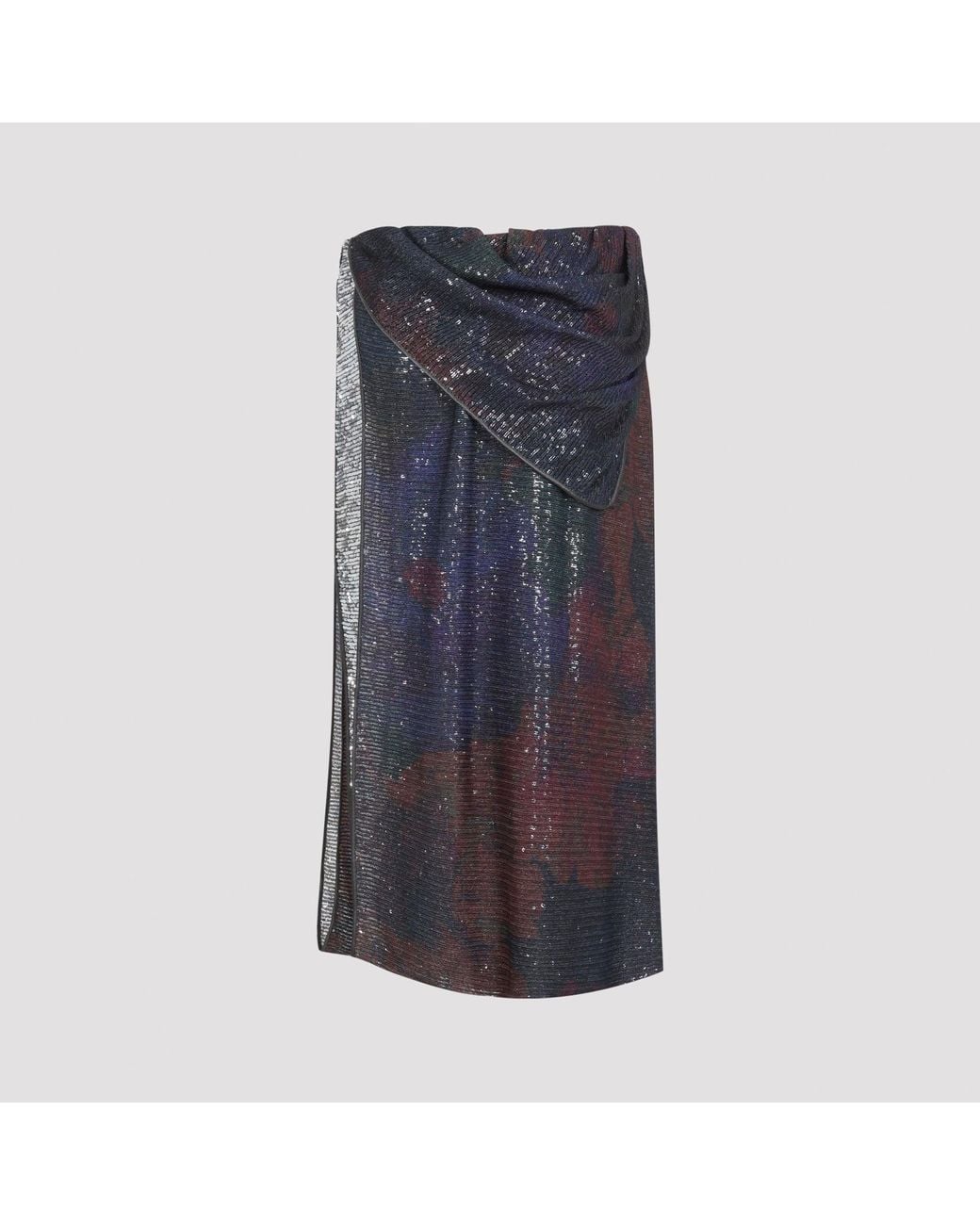Maison Margiela Gray Sequins Draped Maxi Skirt