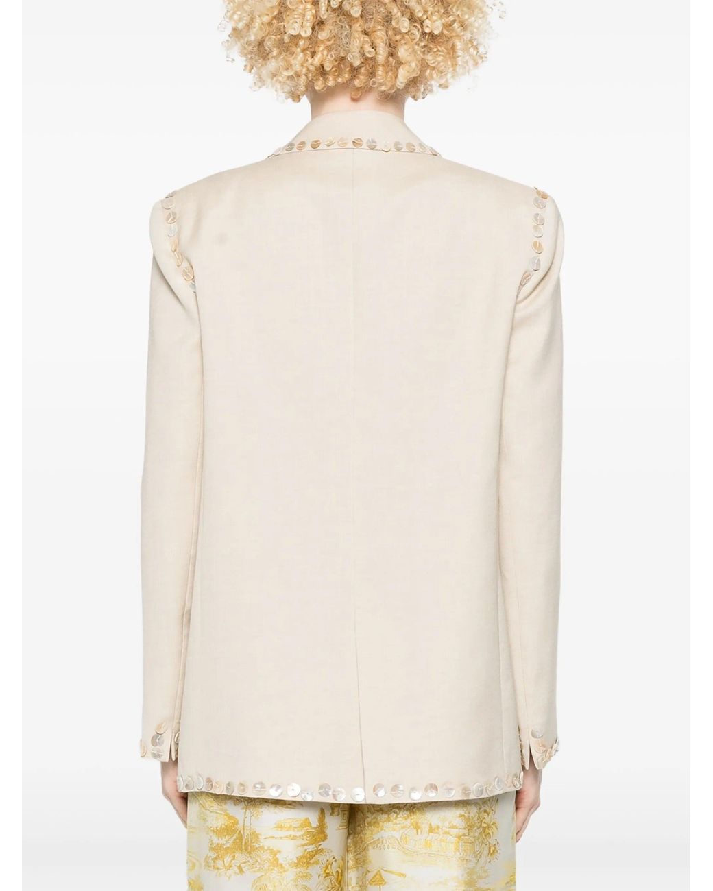Forte_forte Natural Viscose Wool Slub Pearl Embroidered Jacket Clothing