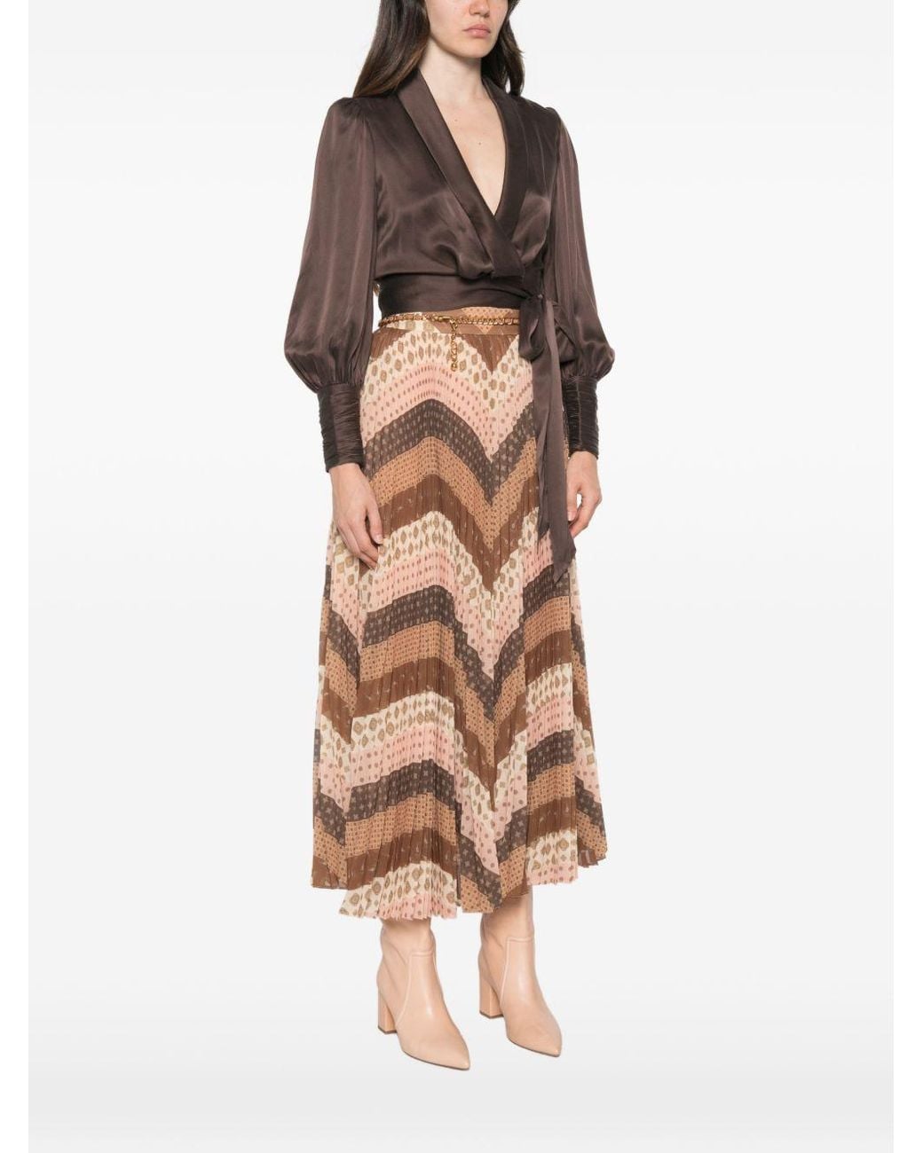 Zimmermann Brown Silk Wrap Top