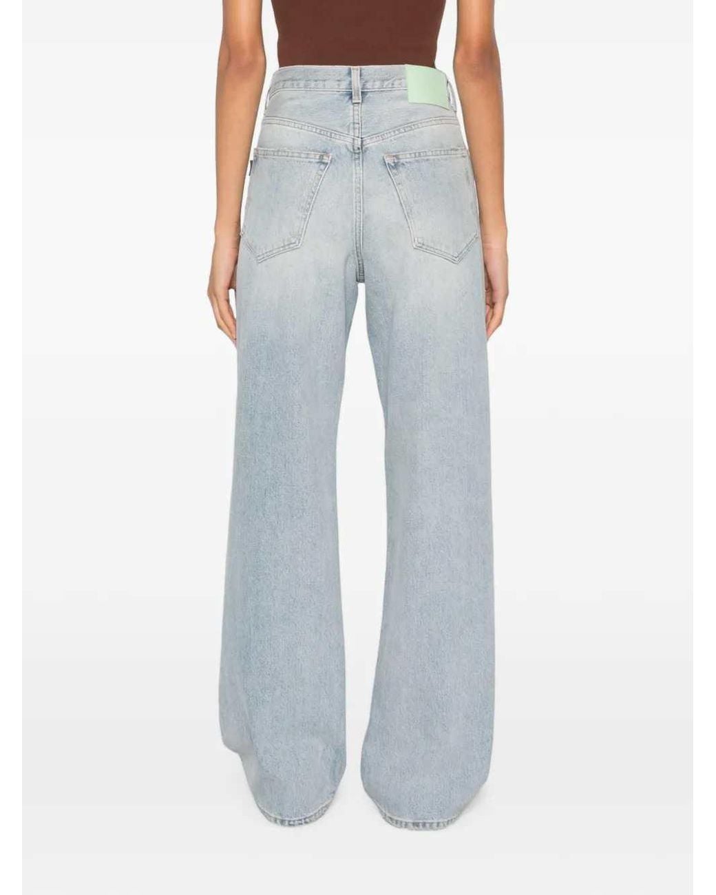 Haikure Blue Wide Leg Jeans With A Distressed Finish