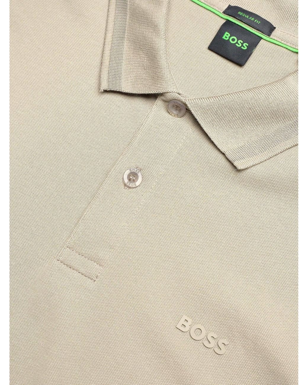 Boss Natural Cotton Polo Shirt With Logo for men