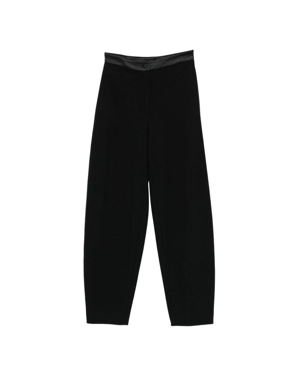 Emporio Armani Black Satin-Trim Tapered Trousers