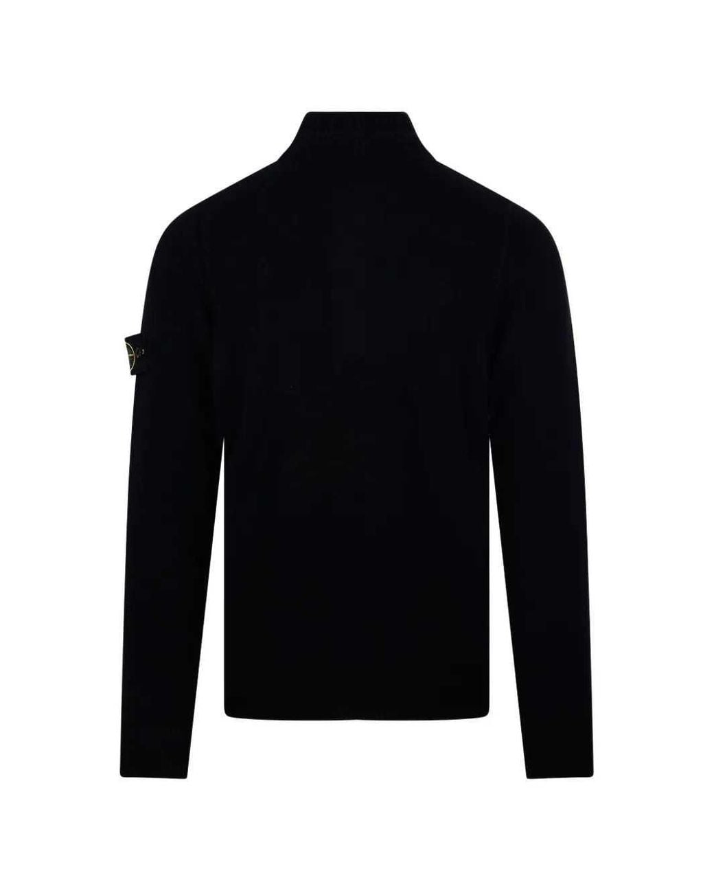 Stone Island Blue Button-Detail High-Neck Sweater for men