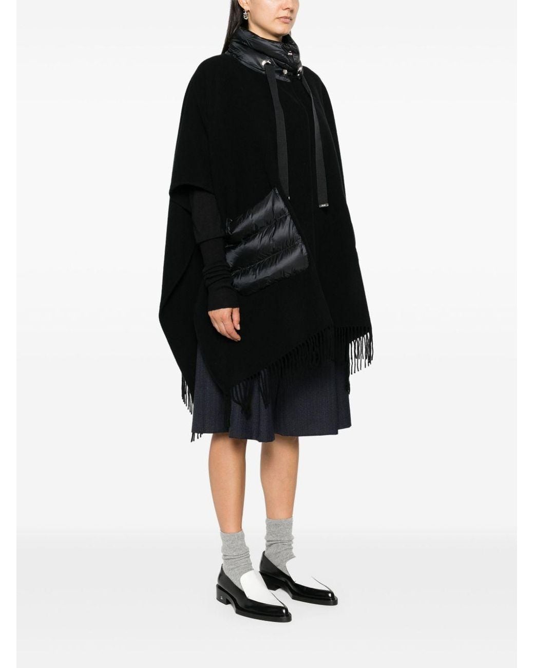 Herno Black Wool And Nylon Cape