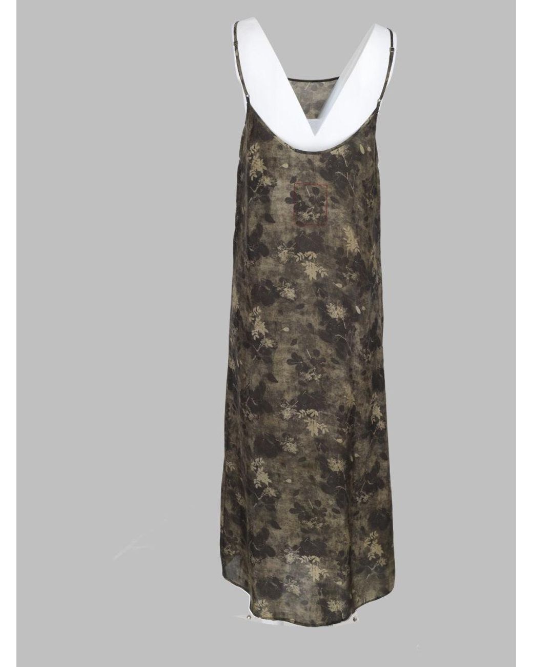 Uma Wang Gray Sleeveless V-Back Floral Viscose-Blend Midi Dress