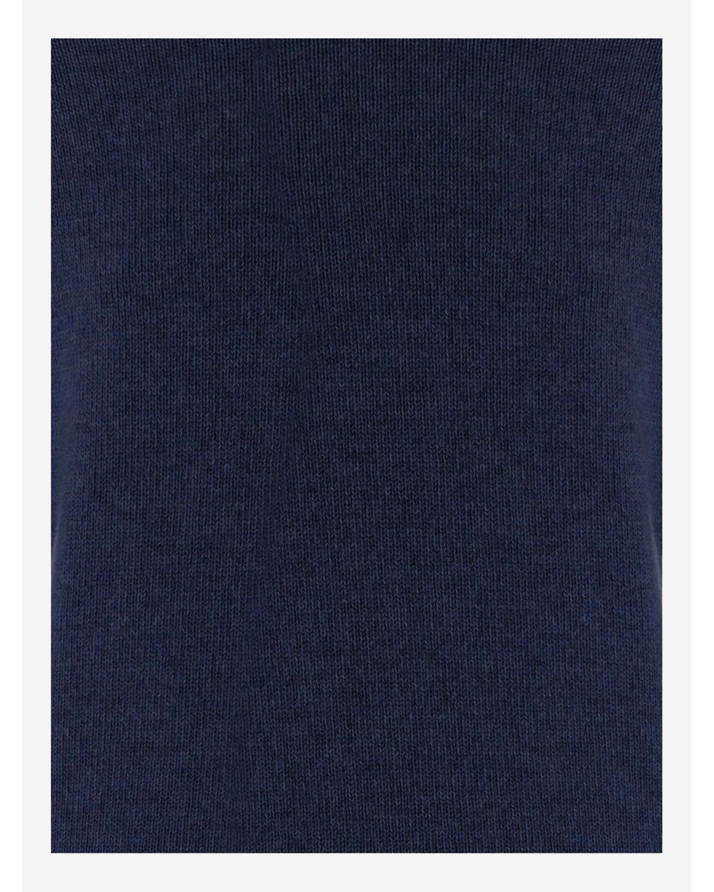 Tagliatore Blue Cashmere Crew-Neck Sweater for men