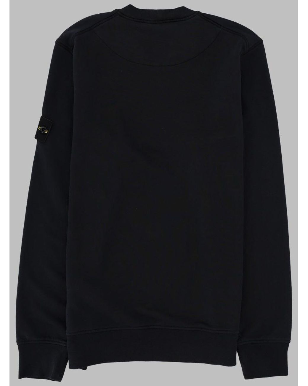 Stone Island Black Sweatshirt With Logo Patch Cotton Sweatshirts