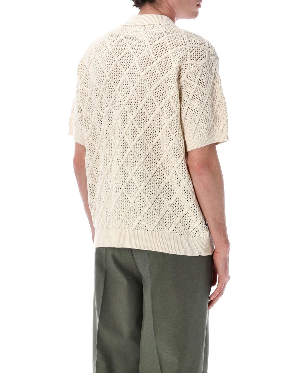 Obey White Eryk Textured Knit Polo