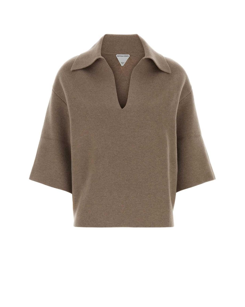 Bottega Veneta Brown Cappuccino Cashmere Blend Polo Shirt