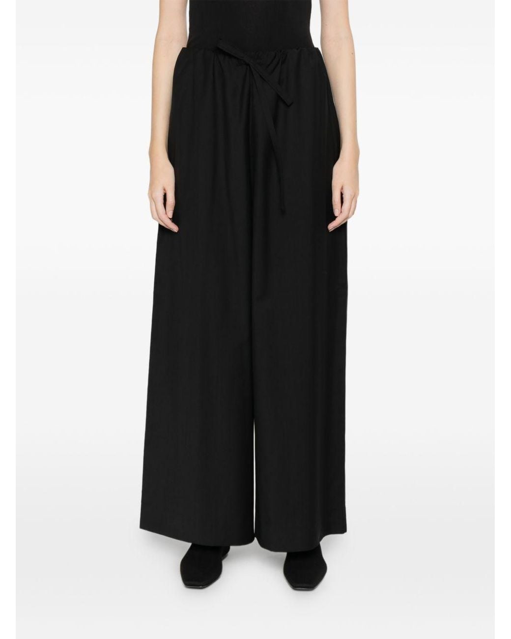 Totême Black Wool Drawstring Trousers