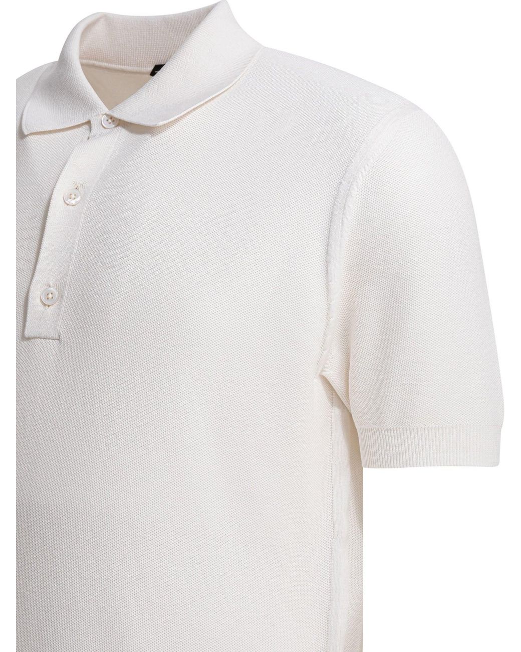 Tom Ford White Silk And Cotton Pique Polo Shirt for men