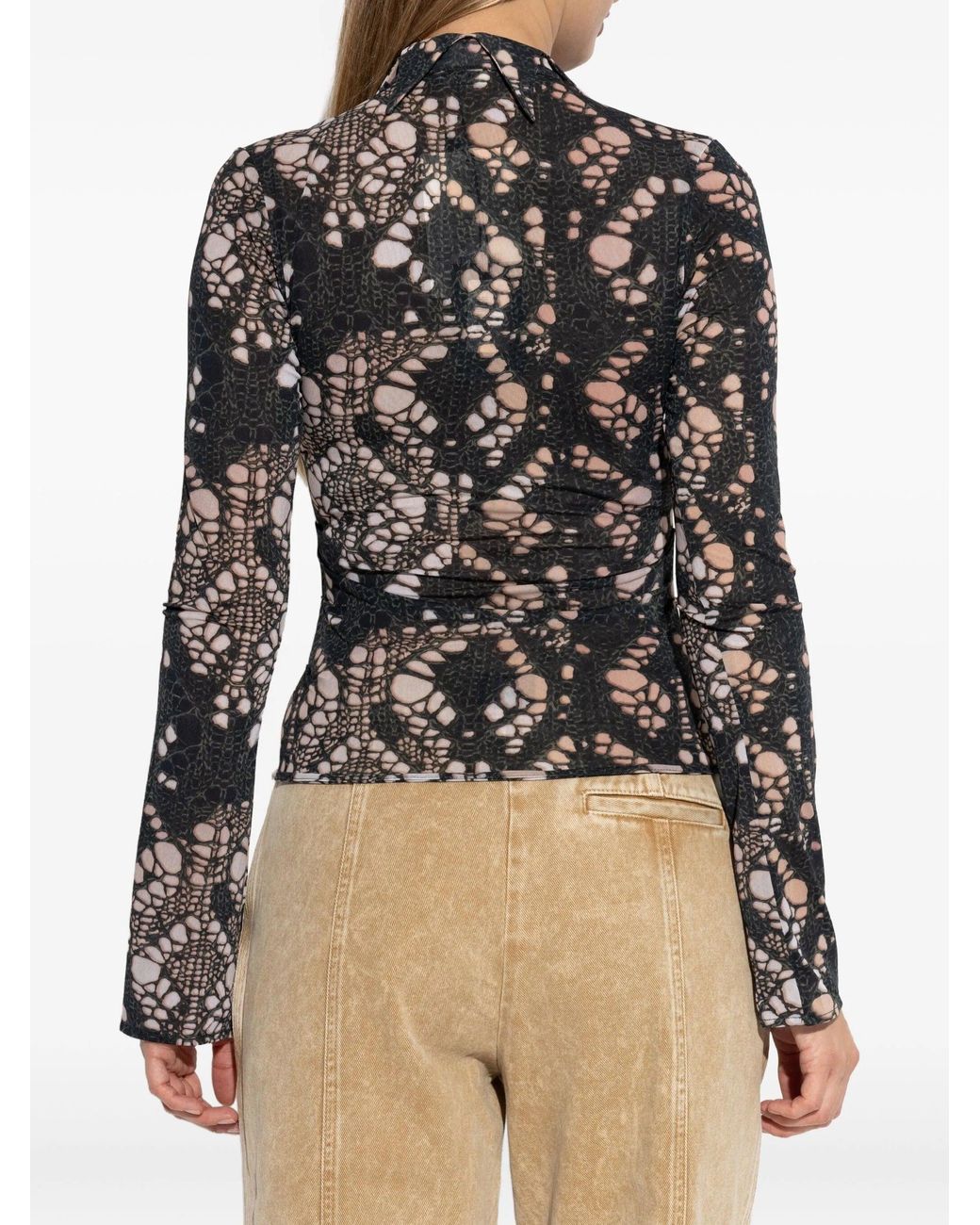 AVAVAV Black Spiky Printed Distressed Knit