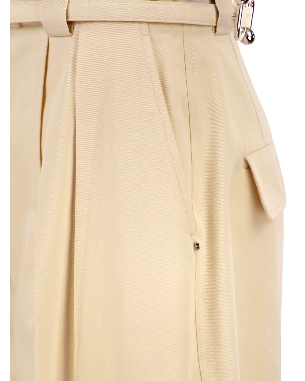 Sportmax Natural Spxidoneo – Wide Leg Cotton Trousers With Integrated Belt