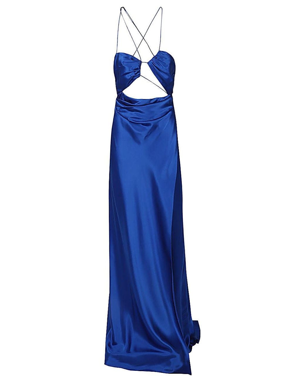The Sei Blue Asymmetric Silk Long Dress