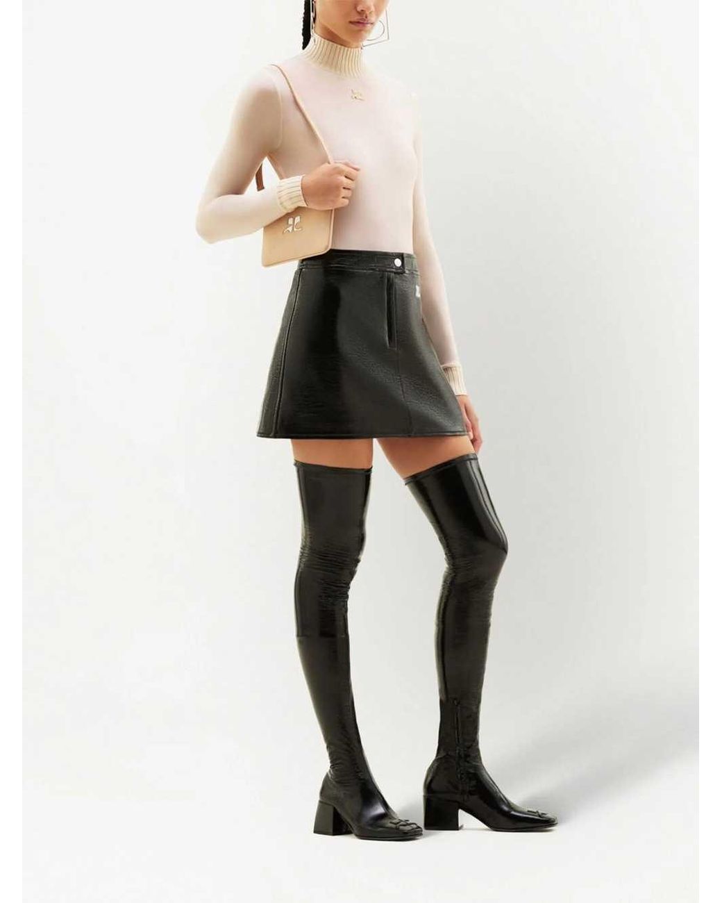 Courreges Black Courregès Stretch Cotton A Line Mini Skirt