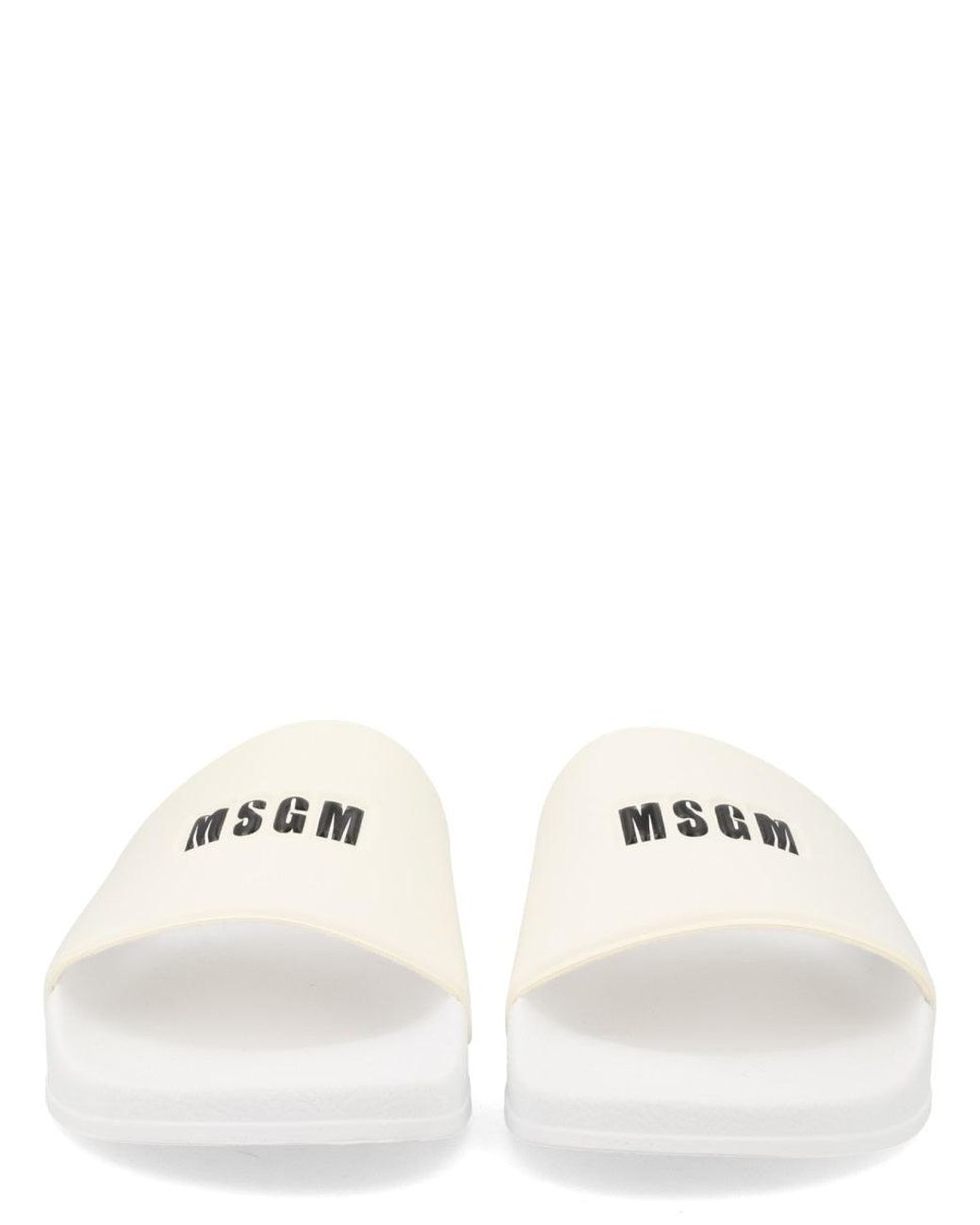 MSGM White Logo Slides for men