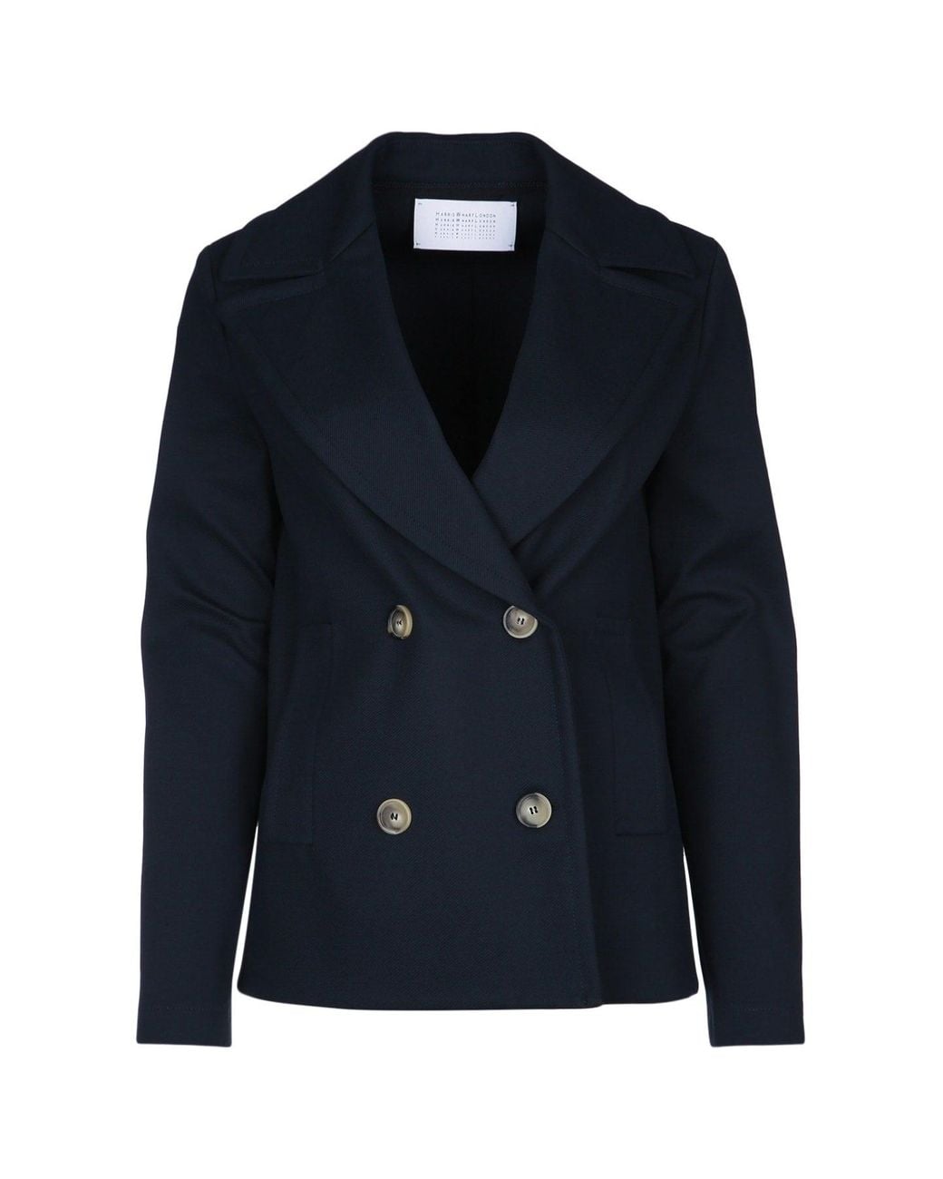 Harris Wharf London Blue Peacoat Diagonal Crafted With Loro Piana Fab