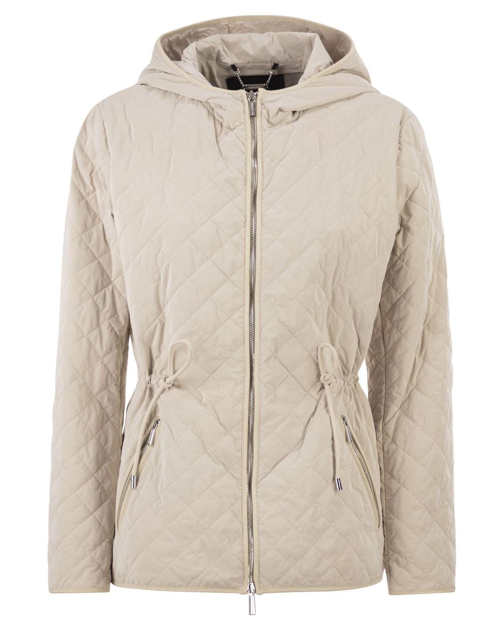 Moorer Natural Quilted Hooded Jacket With Adjustable Waist