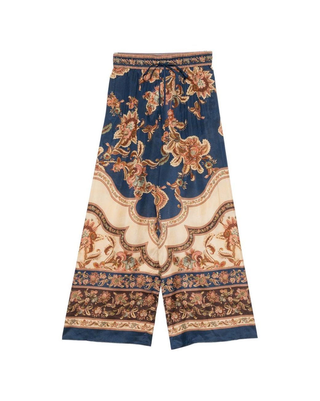 Zimmermann Blue Aster Printed Silk Trousers