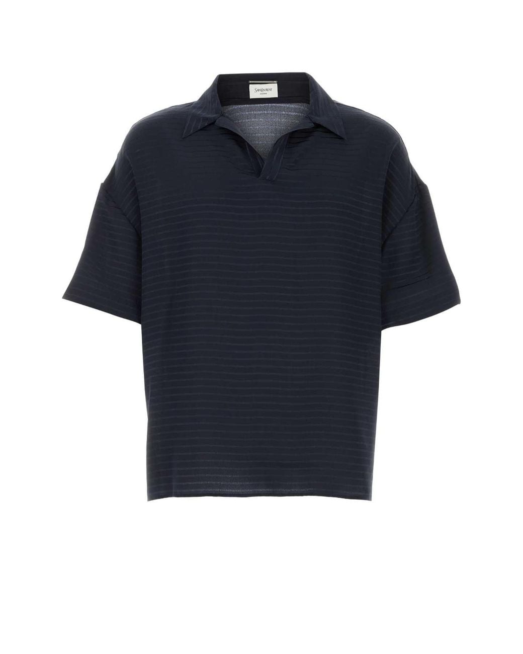 Saint Laurent Blue Silk Oversize Polo Shirt