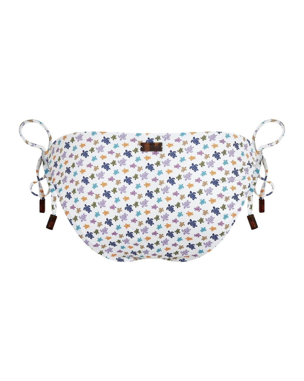 Vilebrequin White Adjustable Bikini Bottoms With Turtle Print