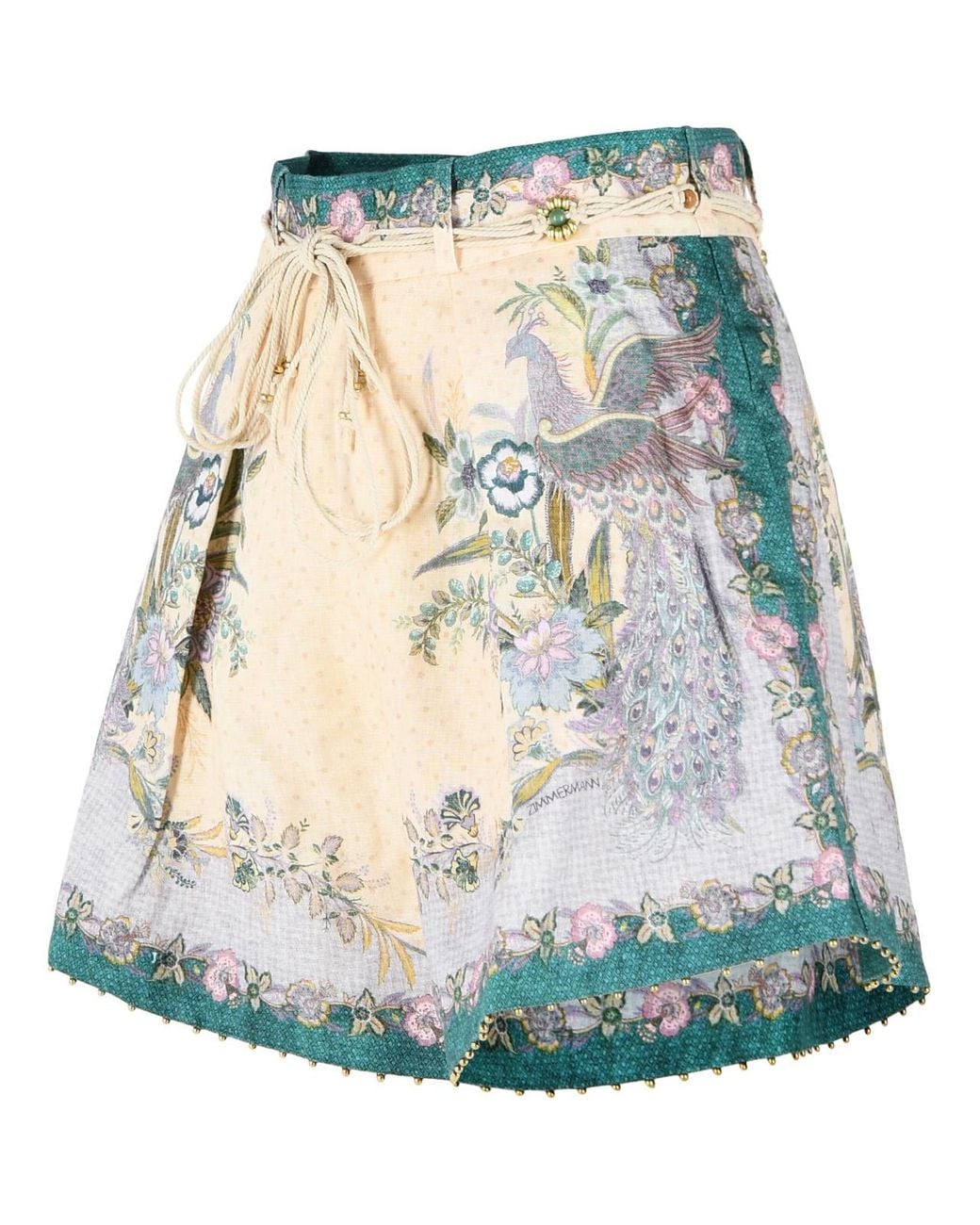 Zimmermann Natural 'Indra Tuck' Linen Shorts