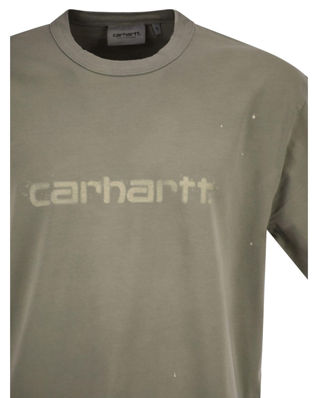 Carhartt Gray Organic Cotton T-Shirt With Spray Effect Logo