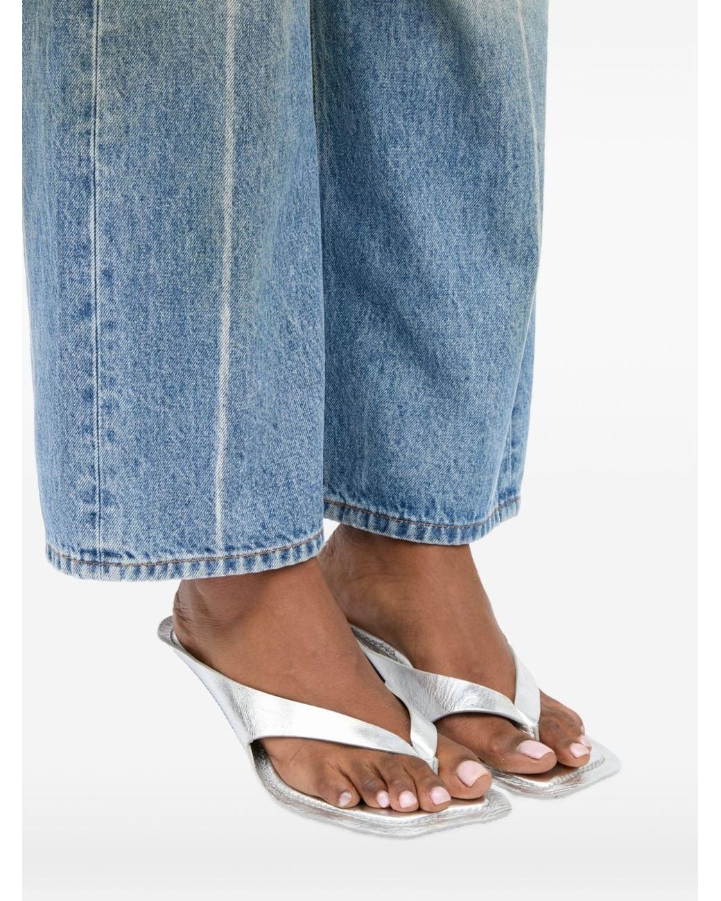 MM6 by Maison Margiela White Thong Heel Sandals